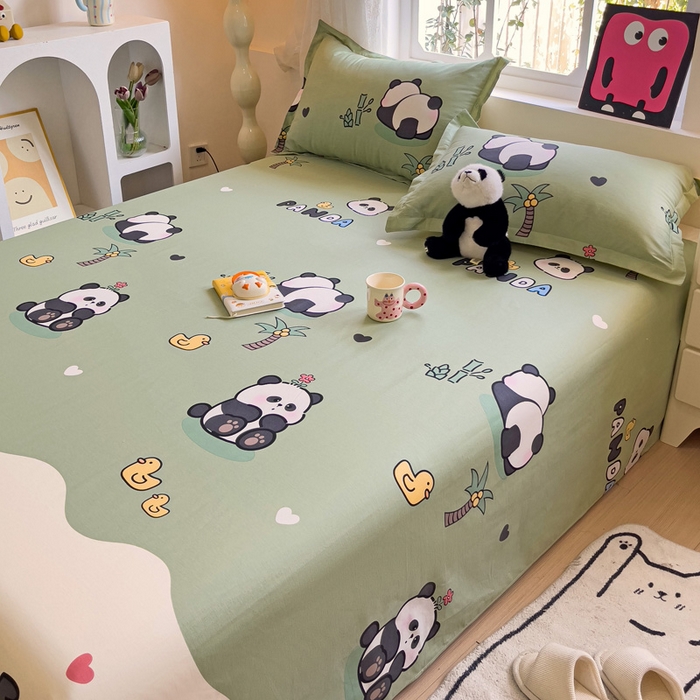 91家纺网 家纺一手货源 找家纺 依庭2025新款12868全棉纯棉单床单单品床单床单单件 熊猫乐园