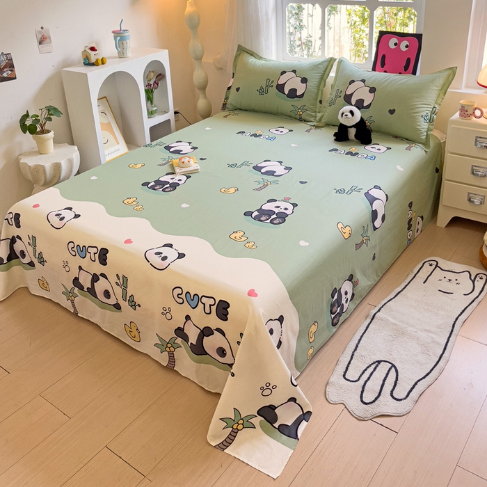 91家纺网 家纺一手货源 找家纺 依庭2025新款12868全棉纯棉单床单单品床单床单单件 熊猫乐园