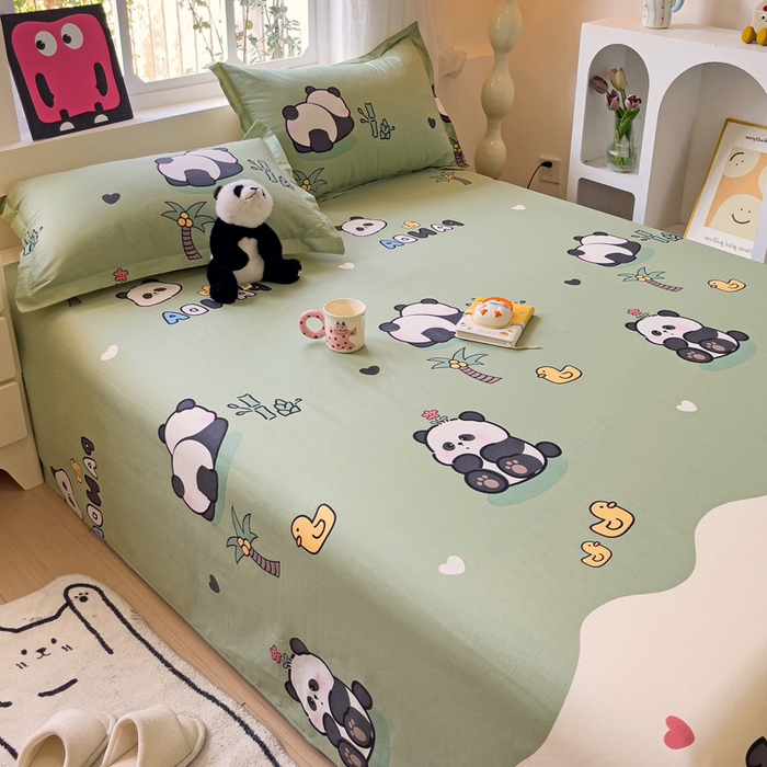 91家纺网 家纺一手货源 找家纺 依庭2025新款12868全棉纯棉单床单单品床单床单单件 熊猫乐园