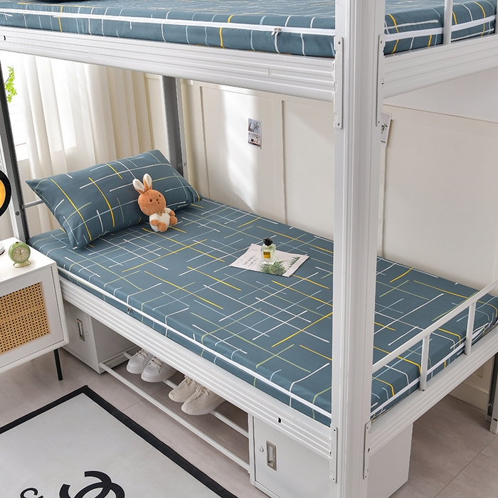 91家纺网 家纺一手货源 找家纺 （总）斯尔顿 2025新款13070全棉纯棉印花学生宿舍上下铺套件-第一批单品床垫套床垫套单件