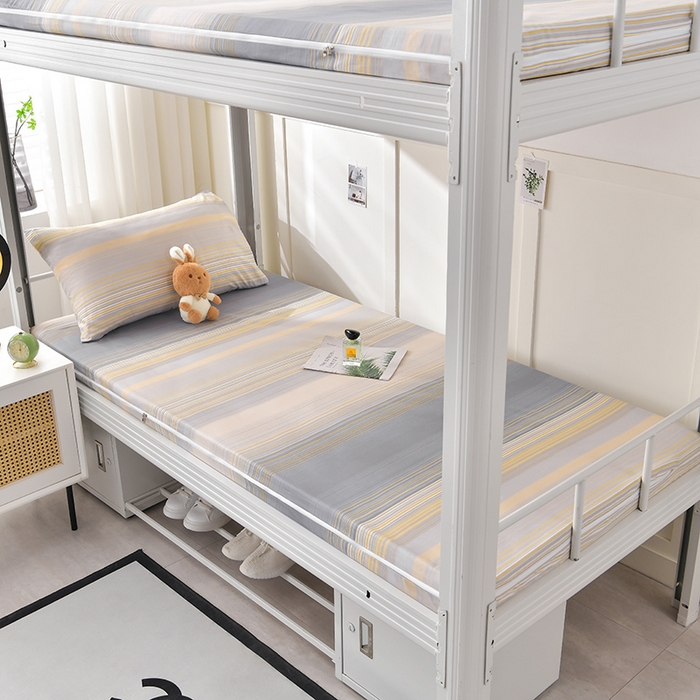 91家纺网 家纺一手货源 找家纺 （总）斯尔顿 2025新款13070全棉纯棉印花学生宿舍上下铺套件-第一批单品床垫套床垫套单件