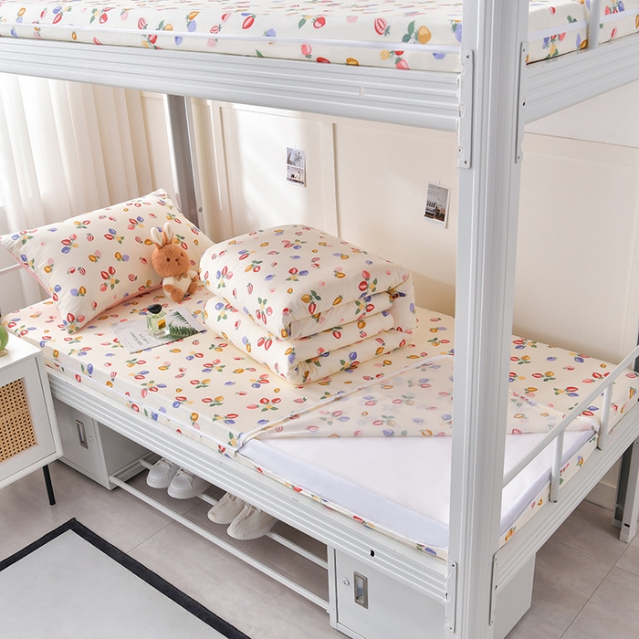 91家纺网 家纺一手货源 找家纺 （总）斯尔顿 2025新款13070全棉纯棉印花学生宿舍上下铺套件-第一批单品床垫套床垫套单件