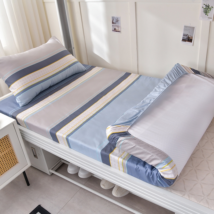 91家纺网 家纺一手货源 找家纺 （总）斯尔顿 2025新款13070全棉纯棉印花学生宿舍上下铺套件-第一批单品床笠单件单床笠