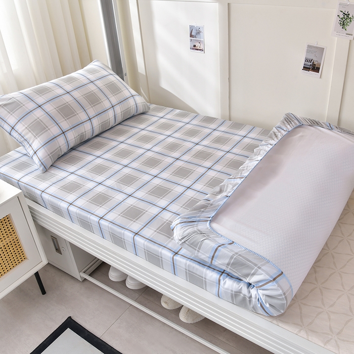 91家纺网 家纺一手货源 找家纺 （总）斯尔顿 2025新款13070全棉纯棉印花学生宿舍上下铺套件-第一批单品床笠单件单床笠