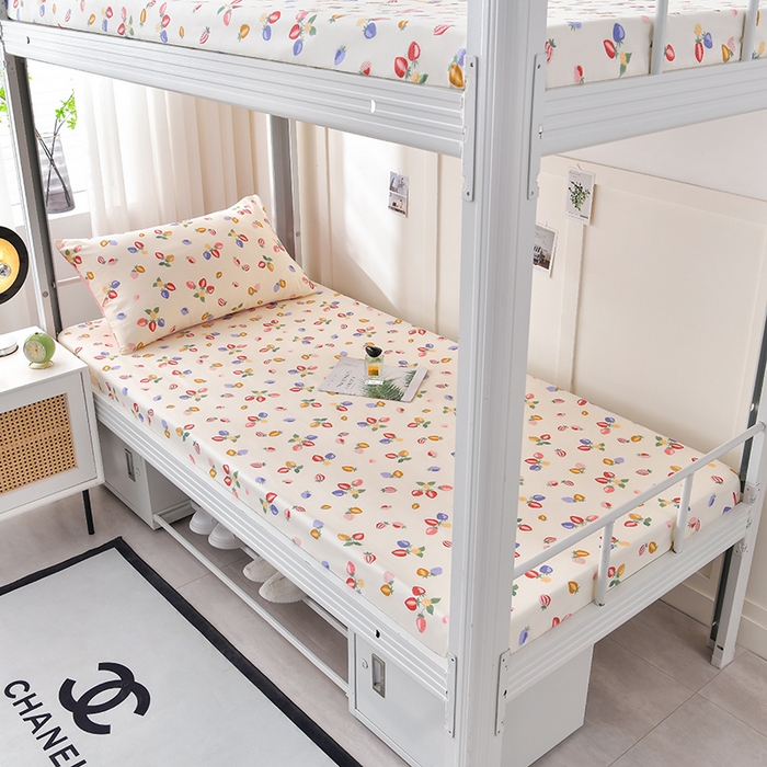 91家纺网 家纺一手货源 找家纺 （总）斯尔顿 2025新款13070全棉纯棉印花学生宿舍上下铺套件-第一批单品床笠单件单床笠