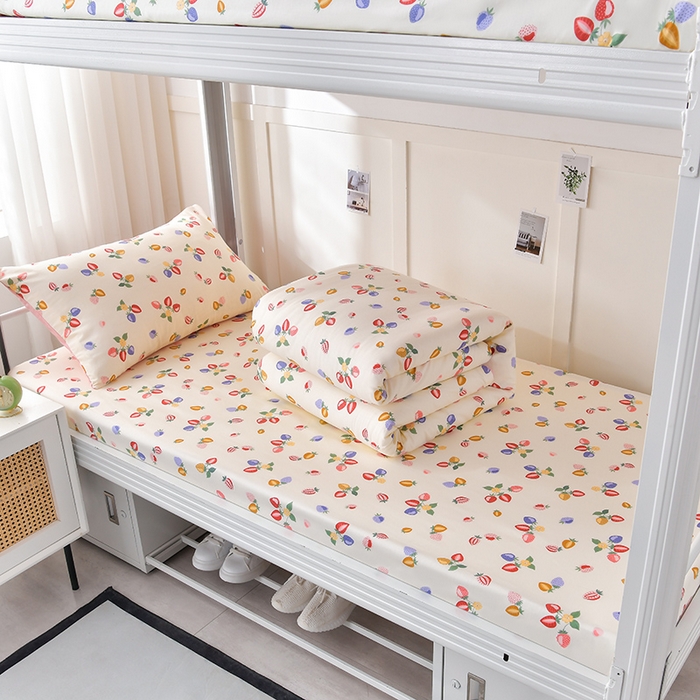 91家纺网 家纺一手货源 找家纺 （总）斯尔顿 2025新款13070全棉纯棉印花学生宿舍上下铺套件-第一批单品床笠单件单床笠