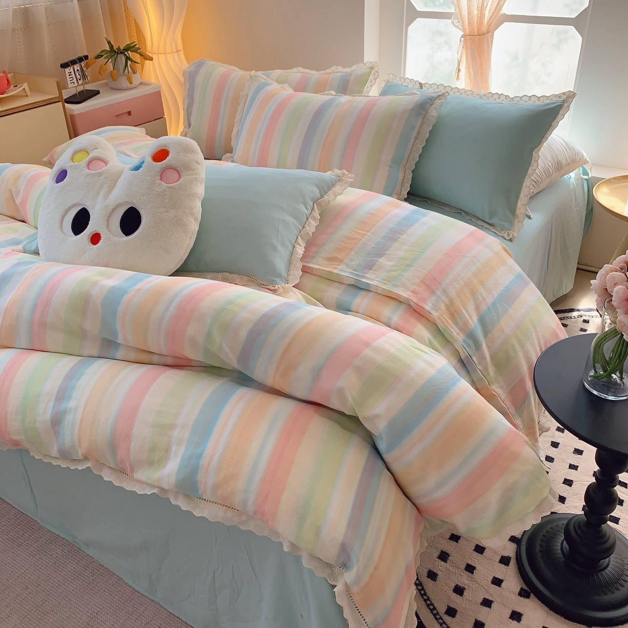  奈萝家纺  2025新款全棉双层纱花边款四件套 月光旅程