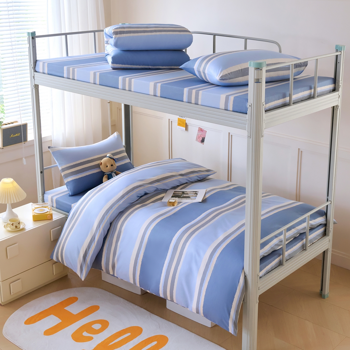 91家纺网 家纺一手货源 找家纺 （总）斯尔顿 2025新款全棉13070学生三件套小清新款六件套宿舍上下铺床品职工单位第二批