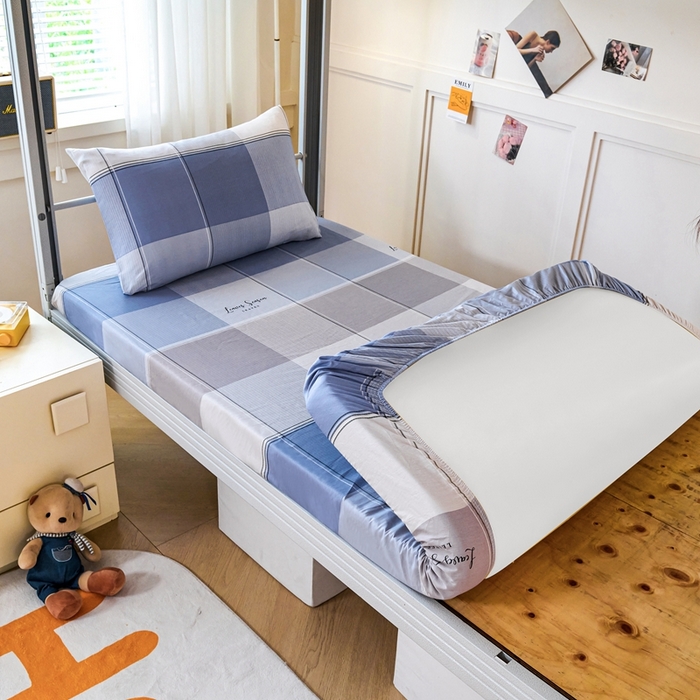 91家纺网 家纺一手货源 找家纺 （总）斯尔顿 2025新款13070全棉纯棉印花学生宿舍上下铺套件-第二批单品床笠床笠单件