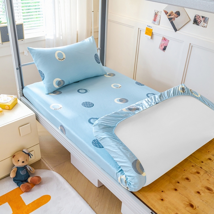 91家纺网 家纺一手货源 找家纺 （总）斯尔顿 2025新款13070全棉纯棉印花学生宿舍上下铺套件-第二批单品床笠床笠单件