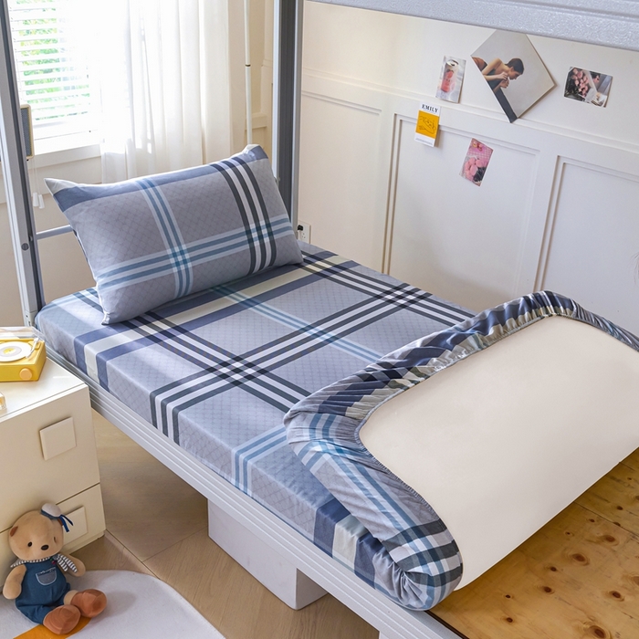 91家纺网 家纺一手货源 找家纺 （总）斯尔顿 2025新款13070全棉纯棉印花学生宿舍上下铺套件-第二批单品床笠床笠单件