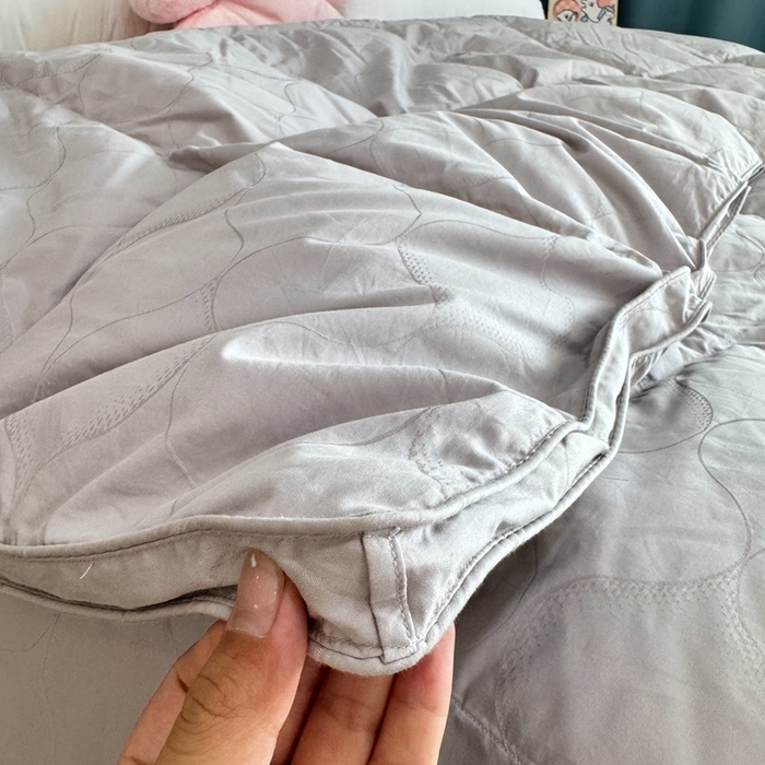 91家纺网 家纺一手货源 找家纺 静若居羽绒被壳 2025新款全棉双层静音羽绒被壳自充绒羽绒被壳-波浪花 波浪花-高级灰