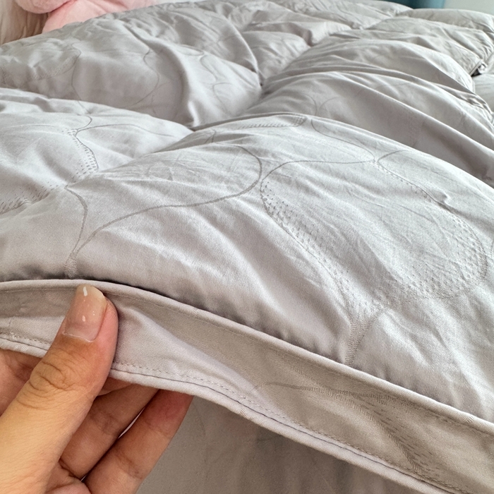 91家纺网 家纺一手货源 找家纺 静若居羽绒被壳 2025新款全棉双层静音羽绒被壳自充绒羽绒被壳-波浪花 波浪花-高级灰