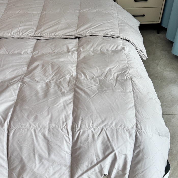 91家纺网 家纺一手货源 找家纺 静若居羽绒被壳 2025新款全棉双层静音羽绒被壳自充绒羽绒被壳-波浪花 波浪花-高级灰