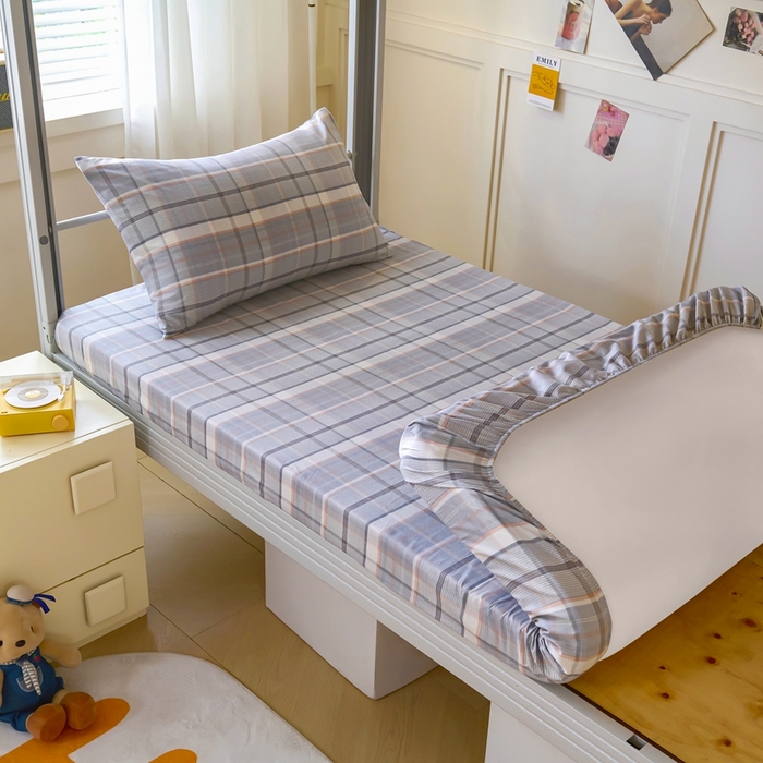 91家纺网 家纺一手货源 找家纺 （总）斯尔顿 2025新款13070全棉纯棉印花学生宿舍上下铺套件-第二批单品床笠床笠单件