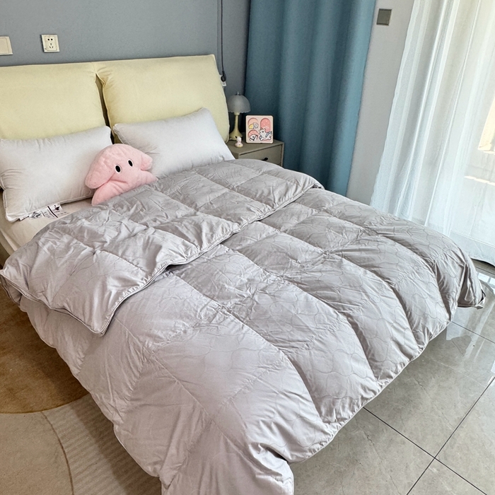 91家纺网 家纺一手货源 找家纺 静若居羽绒被壳 2025新款全棉双层静音羽绒被壳自充绒羽绒被壳-波浪花 波浪花-高级灰