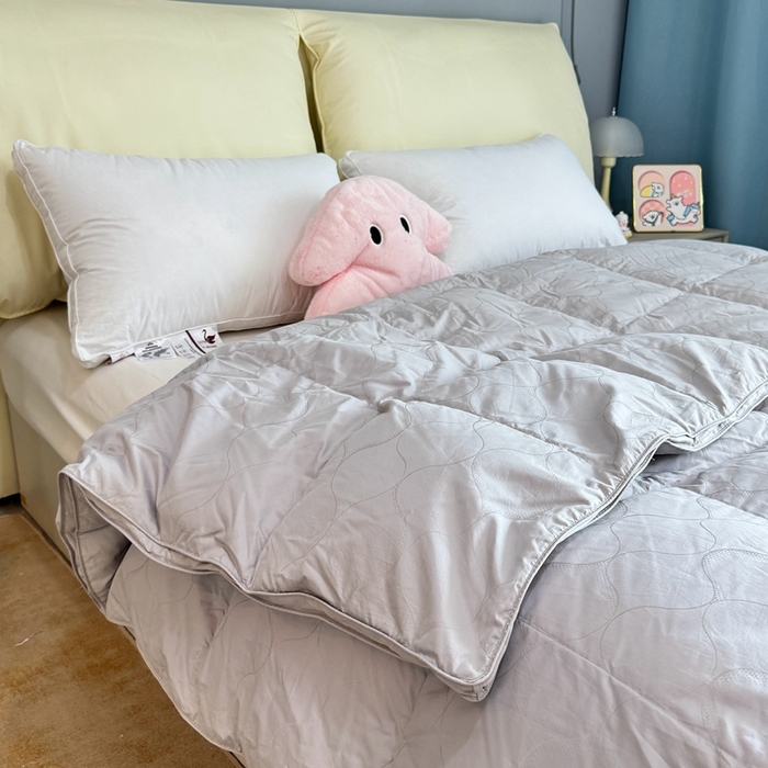 91家纺网 家纺一手货源 找家纺 静若居羽绒被壳 2025新款全棉双层静音羽绒被壳自充绒羽绒被壳-波浪花 波浪花-高级灰