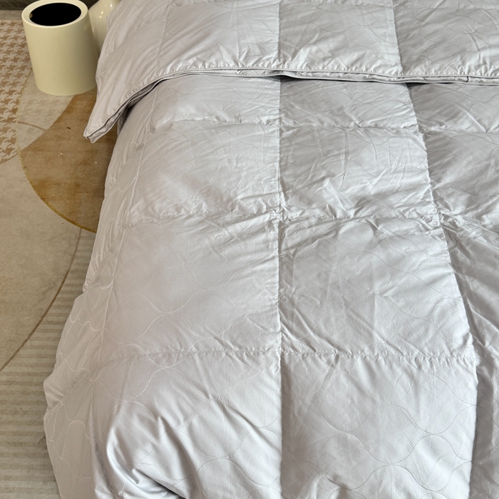 91家纺网 家纺一手货源 找家纺 静若居羽绒被壳 2025新款全棉双层静音羽绒被壳自充绒羽绒被壳-波浪花 波浪花-高级灰