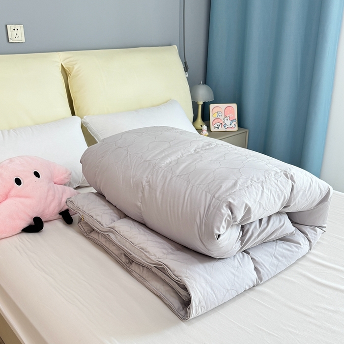 91家纺网 家纺一手货源 找家纺 静若居羽绒被壳 2025新款全棉双层静音羽绒被壳自充绒羽绒被壳-波浪花 波浪花-高级灰