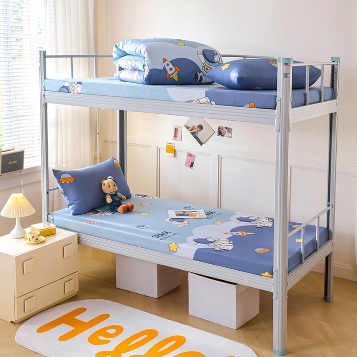 91家纺网 家纺一手货源 找家纺 （总）斯尔顿 2025新款13070全棉纯棉印花学生宿舍上下铺套件-第二批单品床垫套床垫套单件