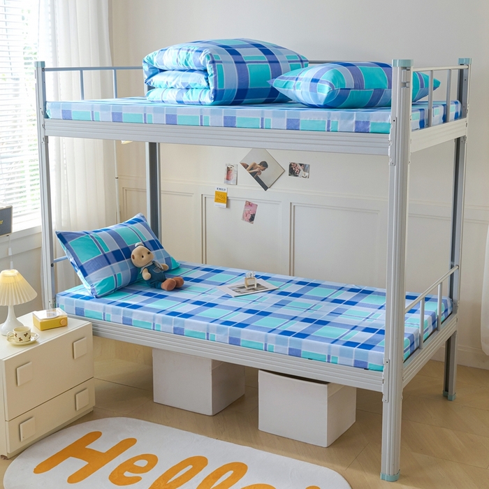 91家纺网 家纺一手货源 找家纺 （总）斯尔顿 2025新款13070全棉纯棉印花学生宿舍上下铺套件-第二批单品床垫套床垫套单件