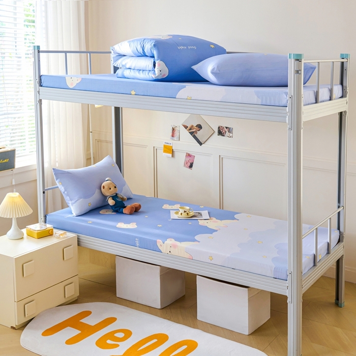 91家纺网 家纺一手货源 找家纺 （总）斯尔顿 2025新款13070全棉纯棉印花学生宿舍上下铺套件-第二批单品床垫套床垫套单件