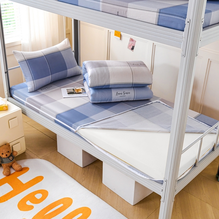 91家纺网 家纺一手货源 找家纺 （总）斯尔顿 2025新款13070全棉纯棉印花学生宿舍上下铺套件-第二批单品床垫套床垫套单件