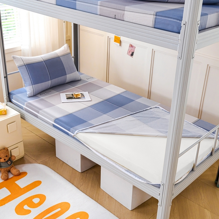 91家纺网 家纺一手货源 找家纺 （总）斯尔顿 2025新款13070全棉纯棉印花学生宿舍上下铺套件-第二批单品床垫套床垫套单件