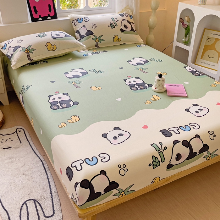 91家纺网 家纺一手货源 找家纺 依庭2025新款12868全棉纯棉单床笠单品床笠床笠单件 熊猫溪水