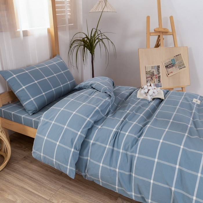 91家纺网 家纺一手货源 找家纺 （总）斯尔顿 直播爆款2025新款B类全棉色织水洗棉三件套床垫套拉链款床笠款