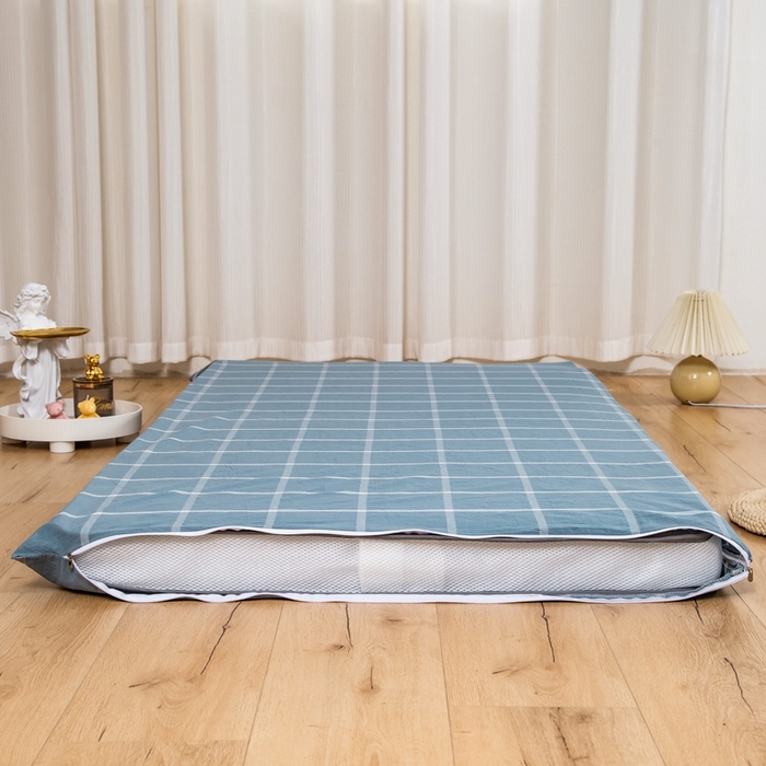 91家纺网 家纺一手货源 找家纺 （总）斯尔顿 直播爆款2025新款B类全棉色织水洗棉三件套床垫套拉链款床笠款