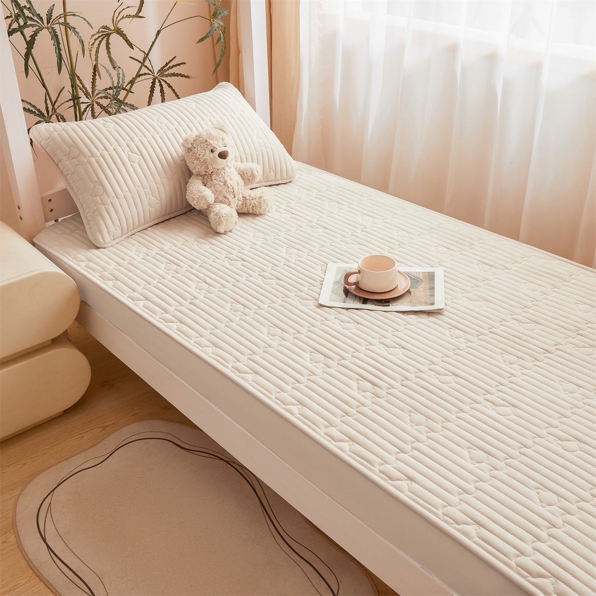 91家纺网 家纺一手货源 找家纺 （总）雯豆家纺 2025新款四季款学生宿舍夹棉床笠上下铺床垫保护套