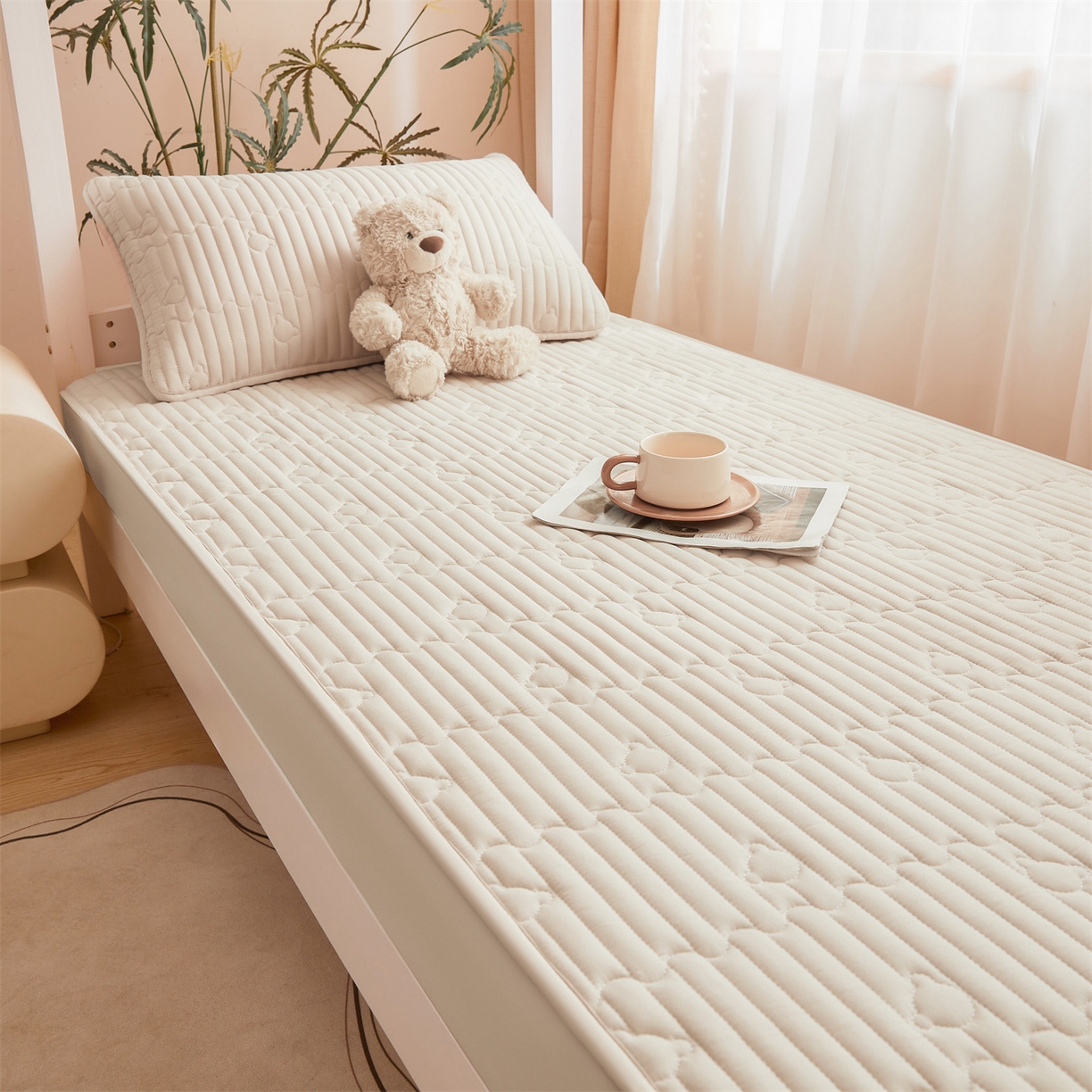 91家纺网 家纺一手货源 找家纺 （总）雯豆家纺 2025新款四季款学生宿舍夹棉床笠上下铺床垫保护套