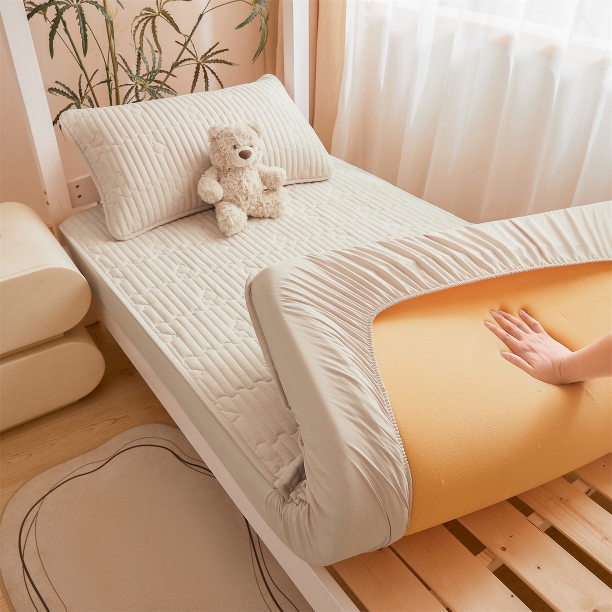 91家纺网 家纺一手货源 找家纺 （总）雯豆家纺 2025新款四季款学生宿舍夹棉床笠上下铺床垫保护套