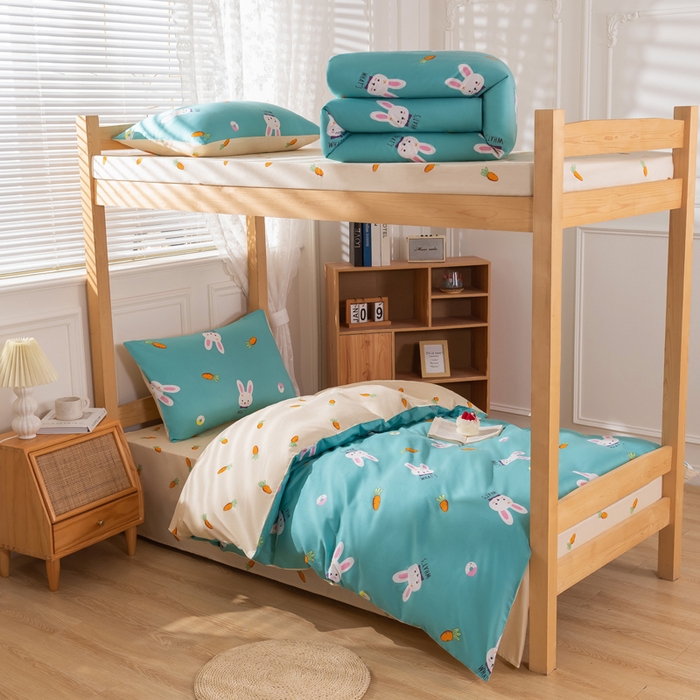 91家纺网 家纺一手货源 找家纺 总斯尔顿 2025新款全棉纯环保印染三件套学生宿舍