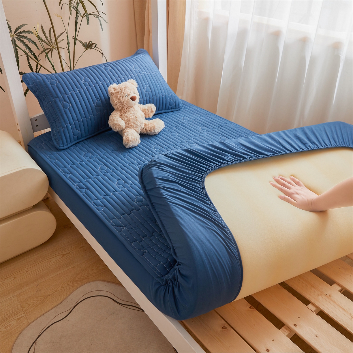 91家纺网 家纺一手货源 找家纺 （总）雯豆家纺 2025新款四季款学生宿舍夹棉床笠上下铺床垫保护套