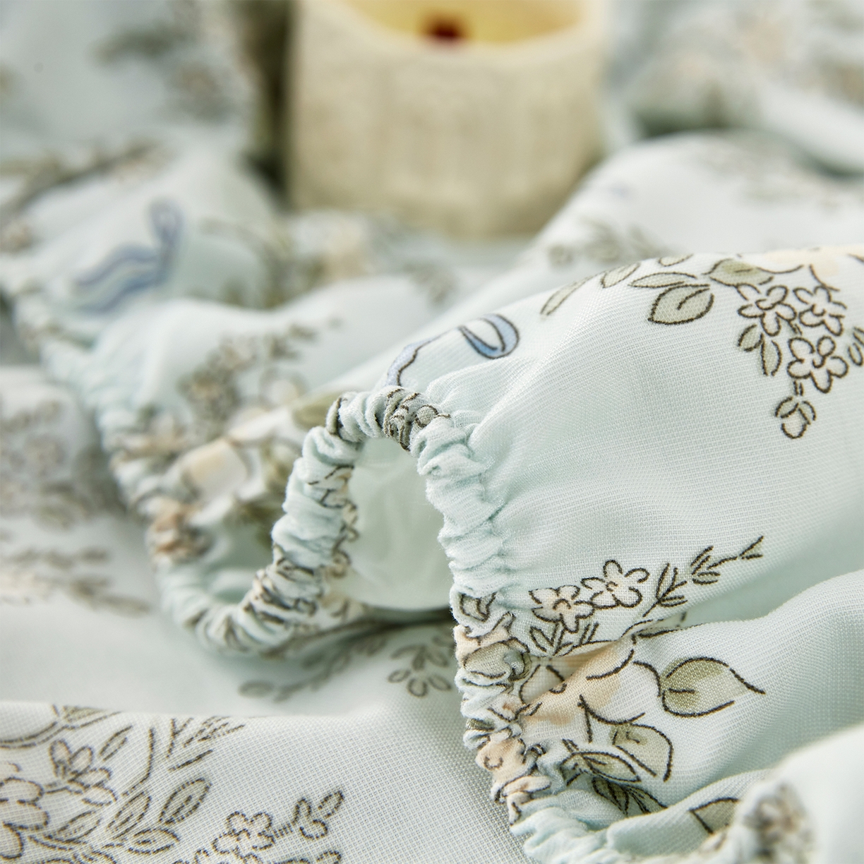 91家纺网 家纺一手货源 找家纺 乐居家纺 2025新款针织棉双层纱单件床笠 海棠