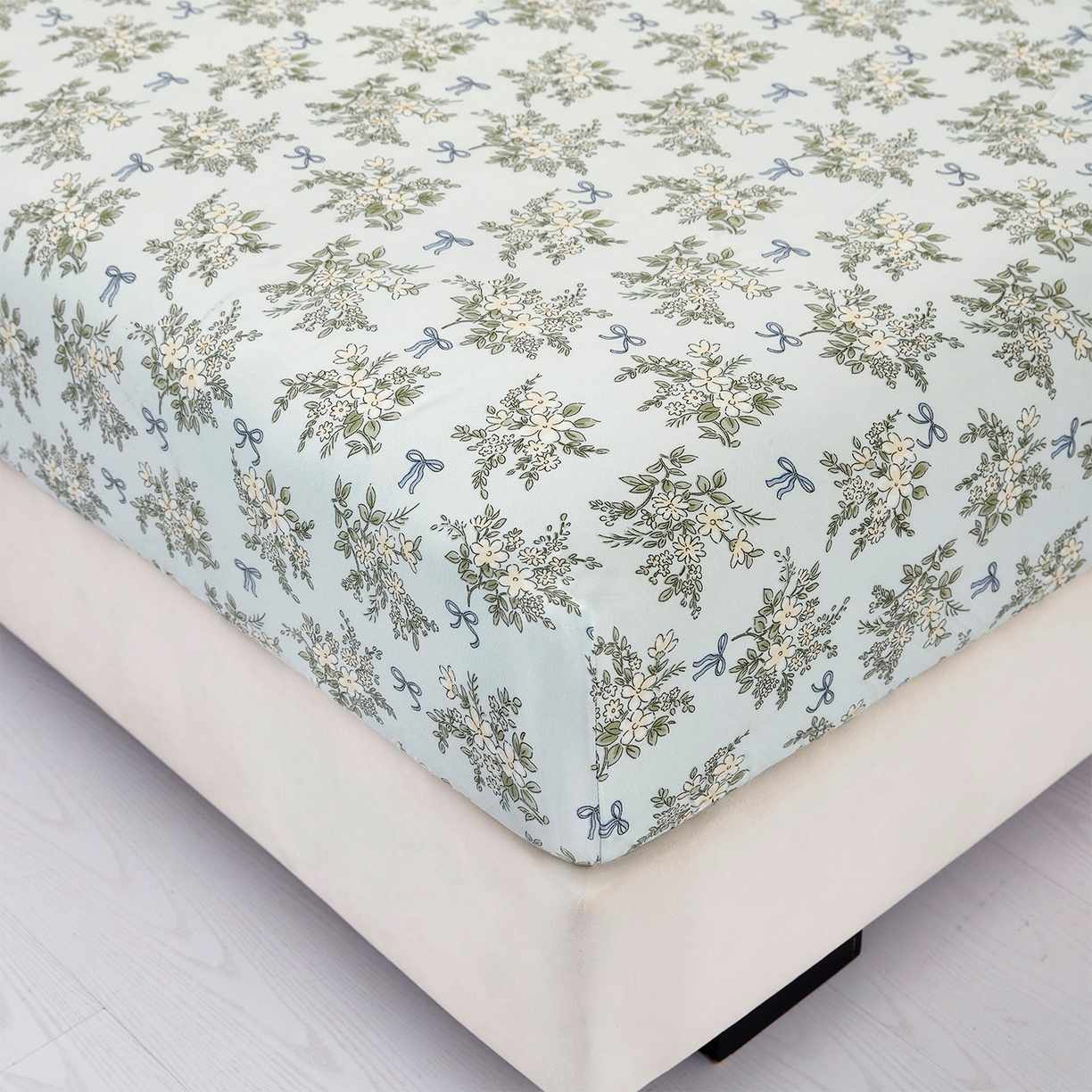 91家纺网 家纺一手货源 找家纺 乐居家纺 2025新款针织棉双层纱单件床笠 海棠