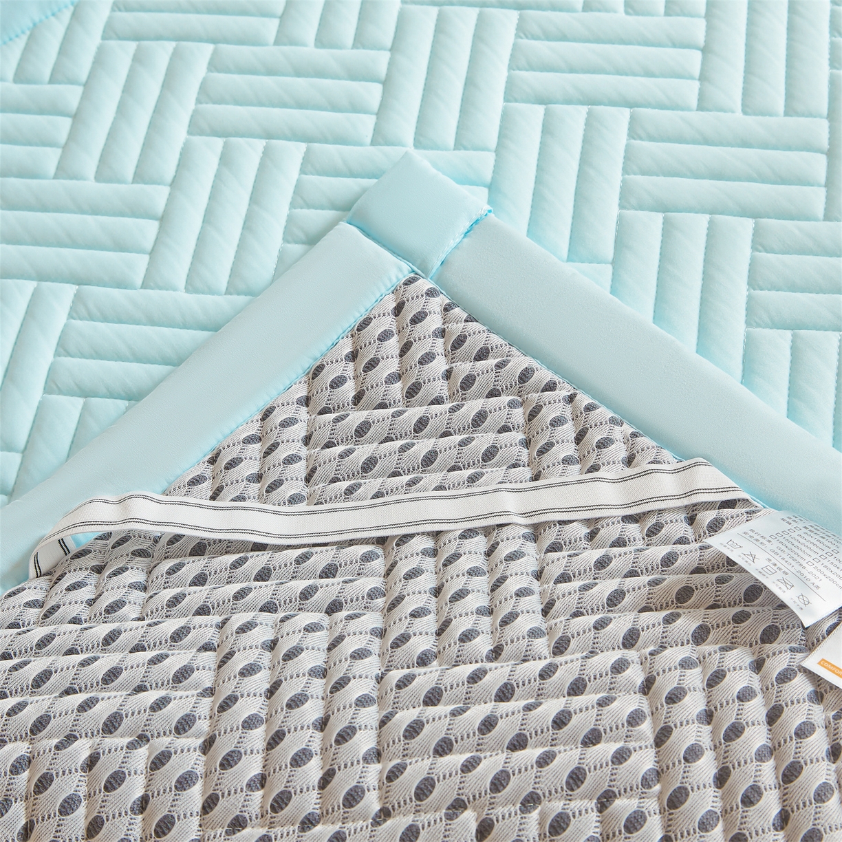 91家纺网 家纺一手货源 找家纺 雯豆家纺 2025新款学生宿舍夹棉床褥薄垫子上下铺床单人床护垫 摩登-淡水蓝