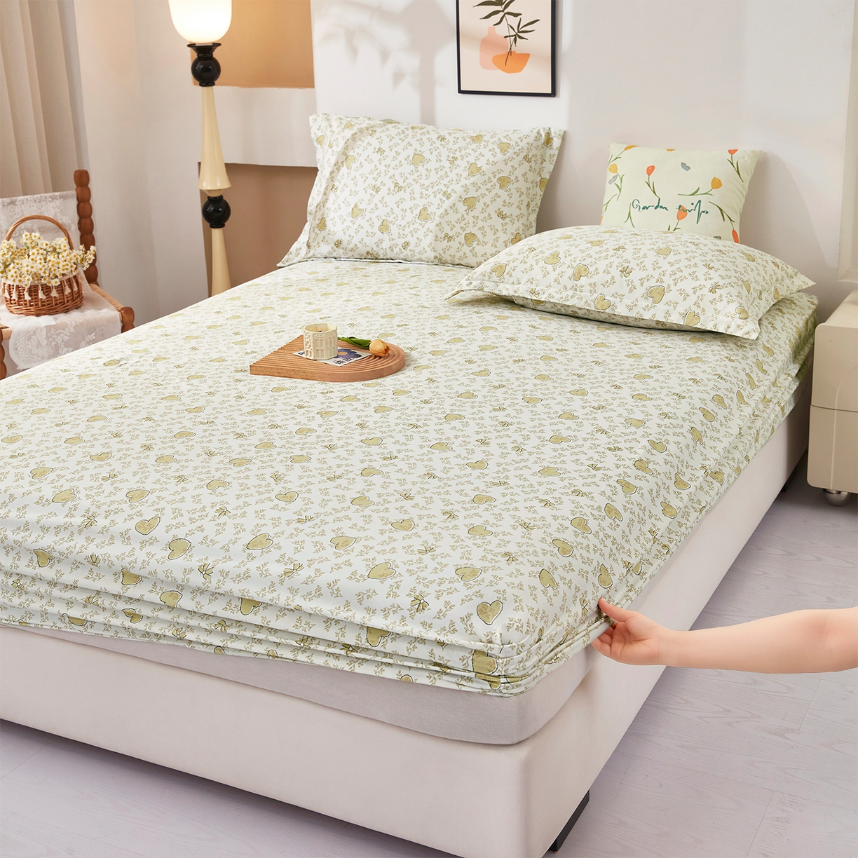 91家纺网 家纺一手货源 找家纺 （总）乐居家纺 2025新款针织棉双层纱单件床笠