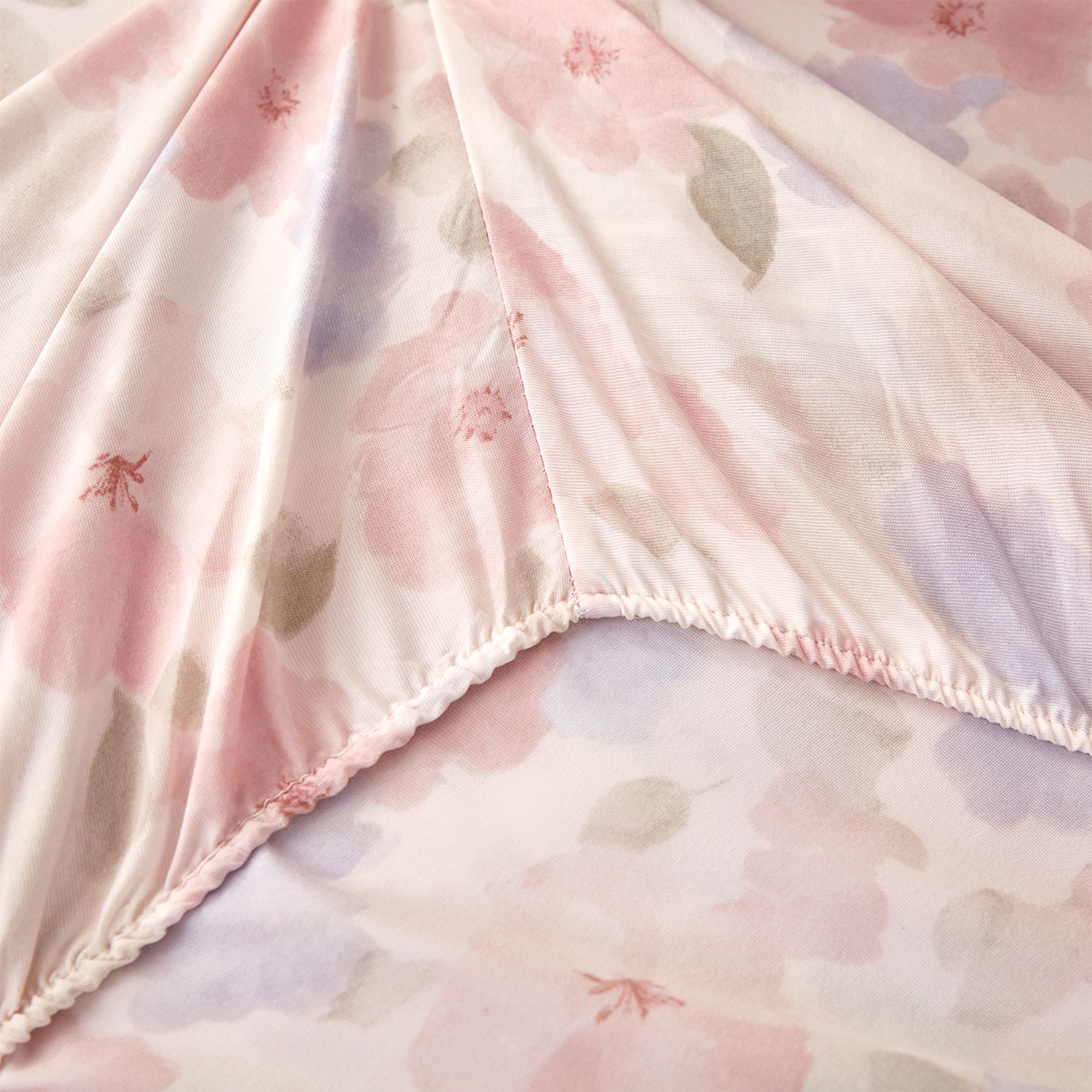 91家纺网 家纺一手货源 找家纺 乐居家纺 2025新款针织棉双层纱单件床笠 花卉庄园