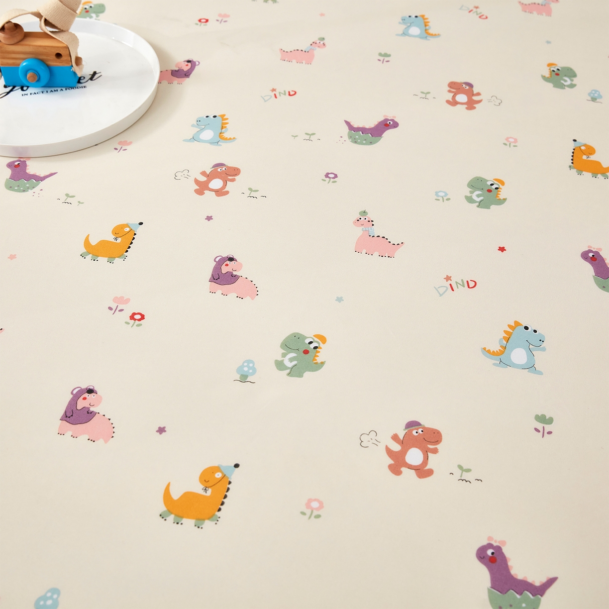 91家纺网 家纺一手货源 找家纺 乐居家纺 2025新款针织棉双层纱单件床笠 恐龙乐园