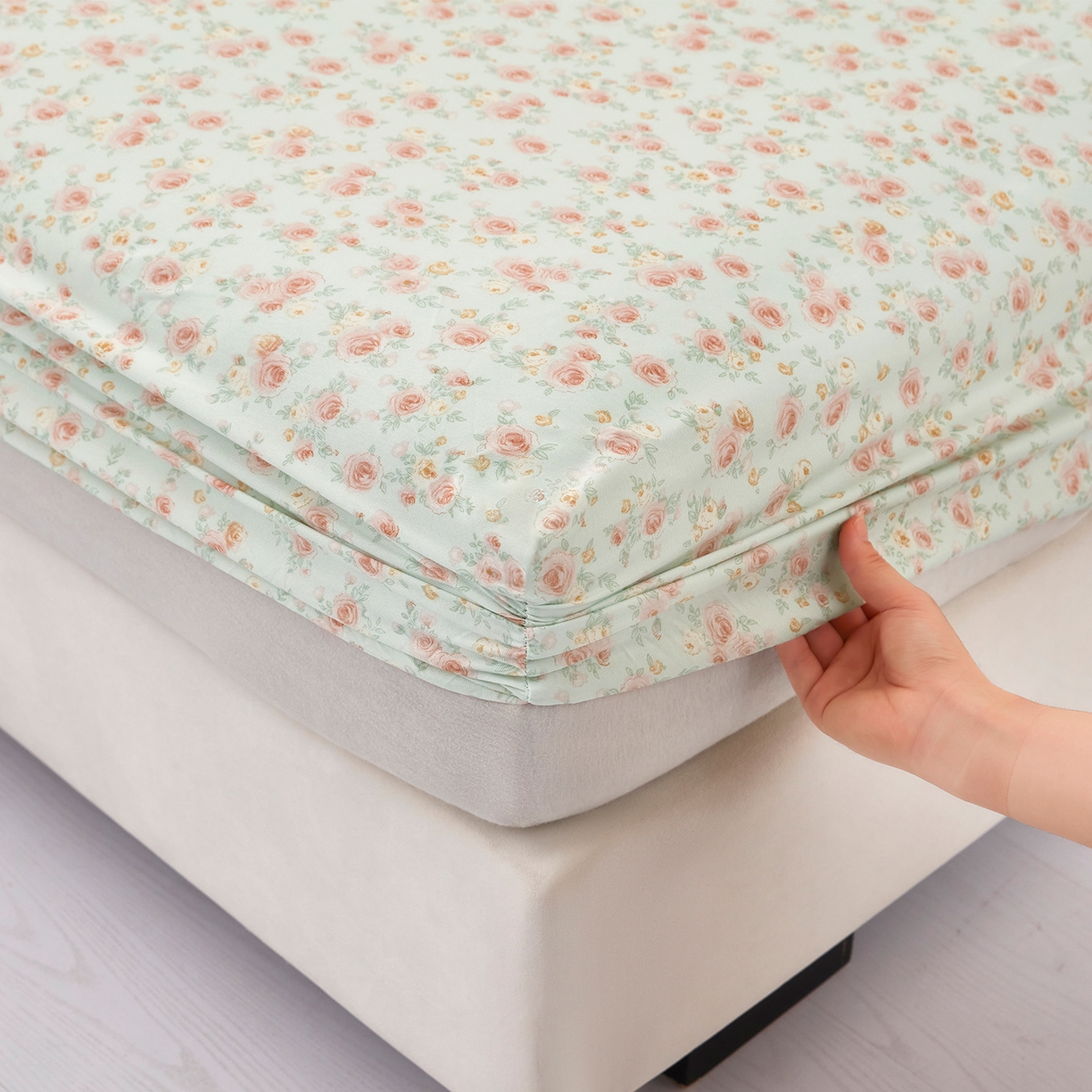 91家纺网 家纺一手货源 找家纺 乐居家纺 2025新款针织棉双层纱单件床笠 语恋