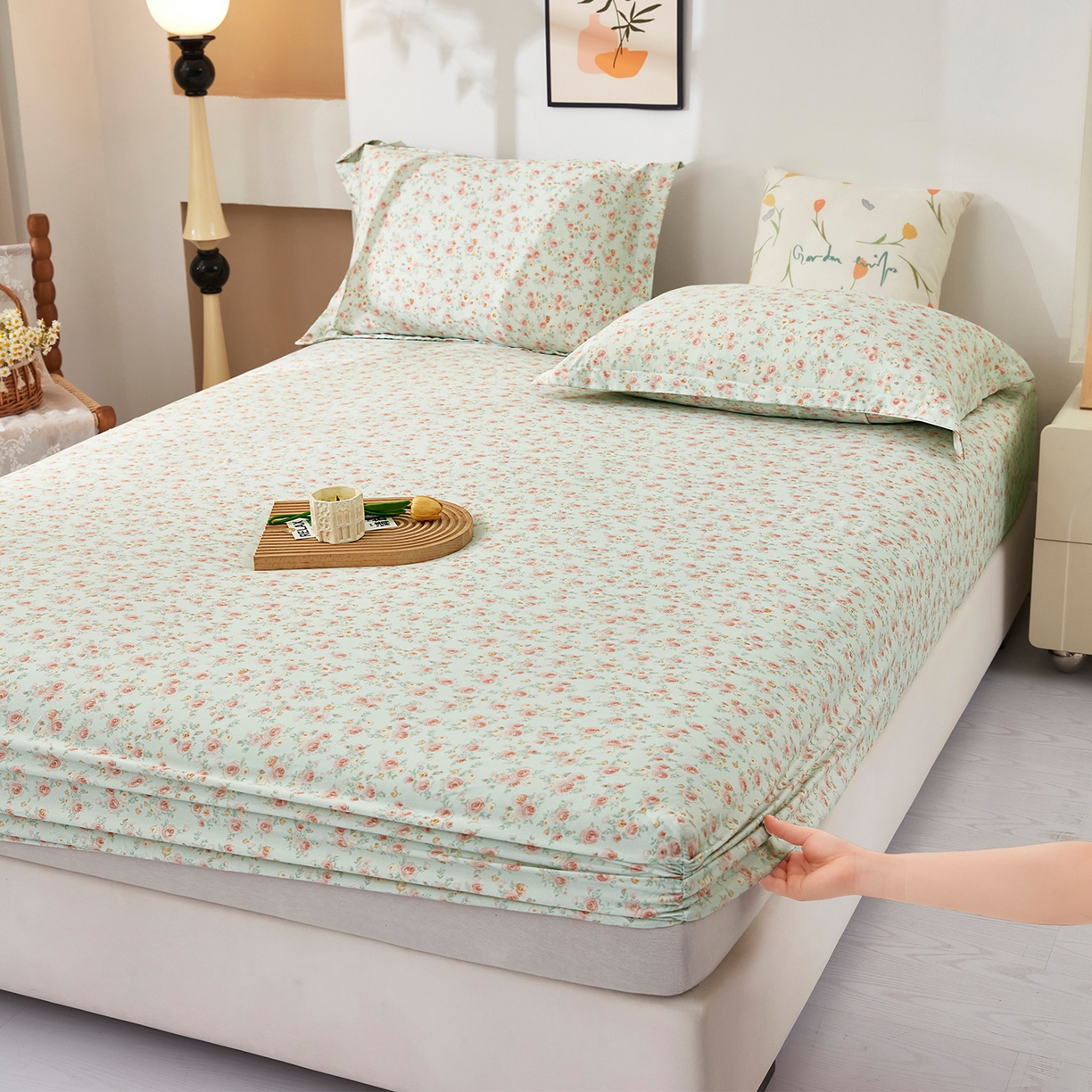 乐居家纺 2025新款针织棉双层纱单件床笠 语恋