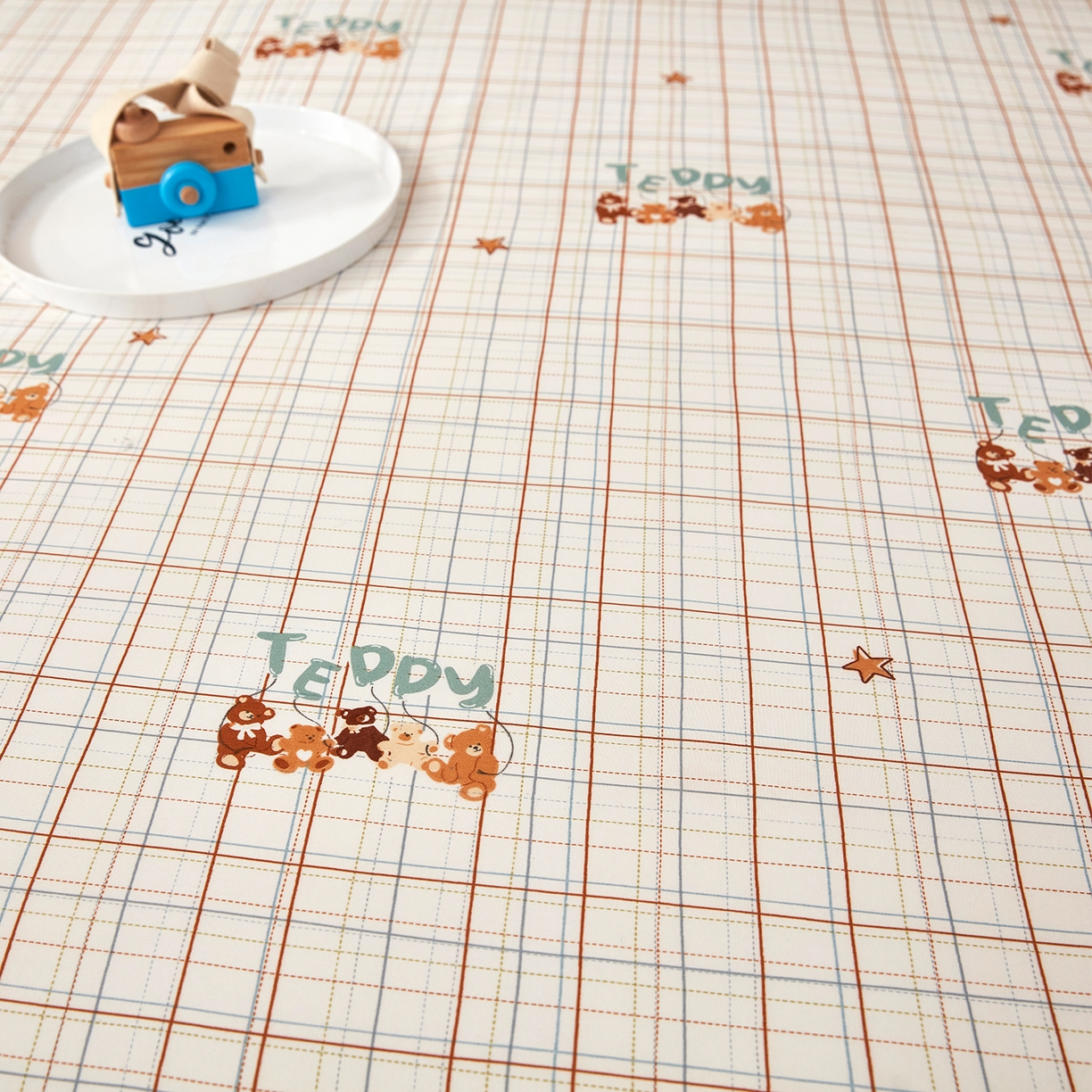 91家纺网 家纺一手货源 找家纺 乐居家纺 2025新款针织棉双层纱单件床笠 小熊派对