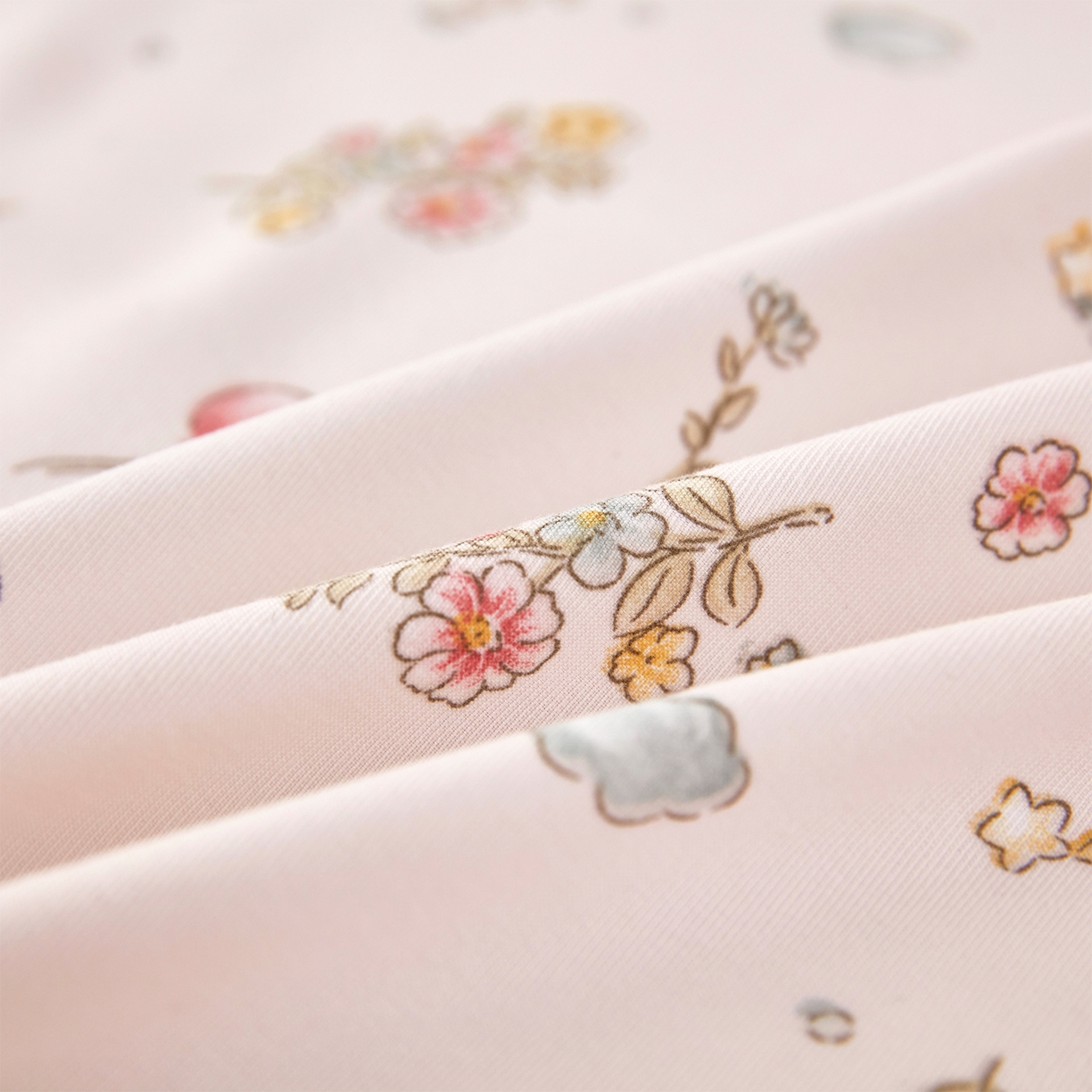 91家纺网 家纺一手货源 找家纺 乐居家纺 2025新款针织棉双层纱单件床笠 落花