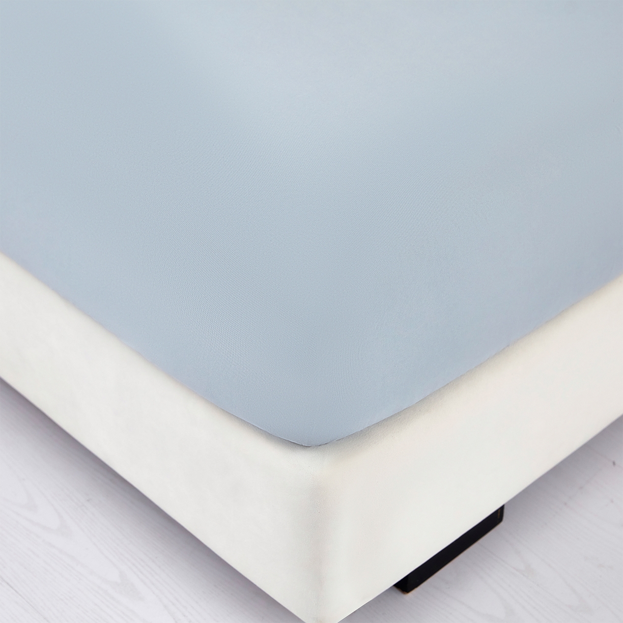 91家纺网 家纺一手货源 找家纺 乐居家纺 2025新款针织棉双层纱单件床笠 海蓝