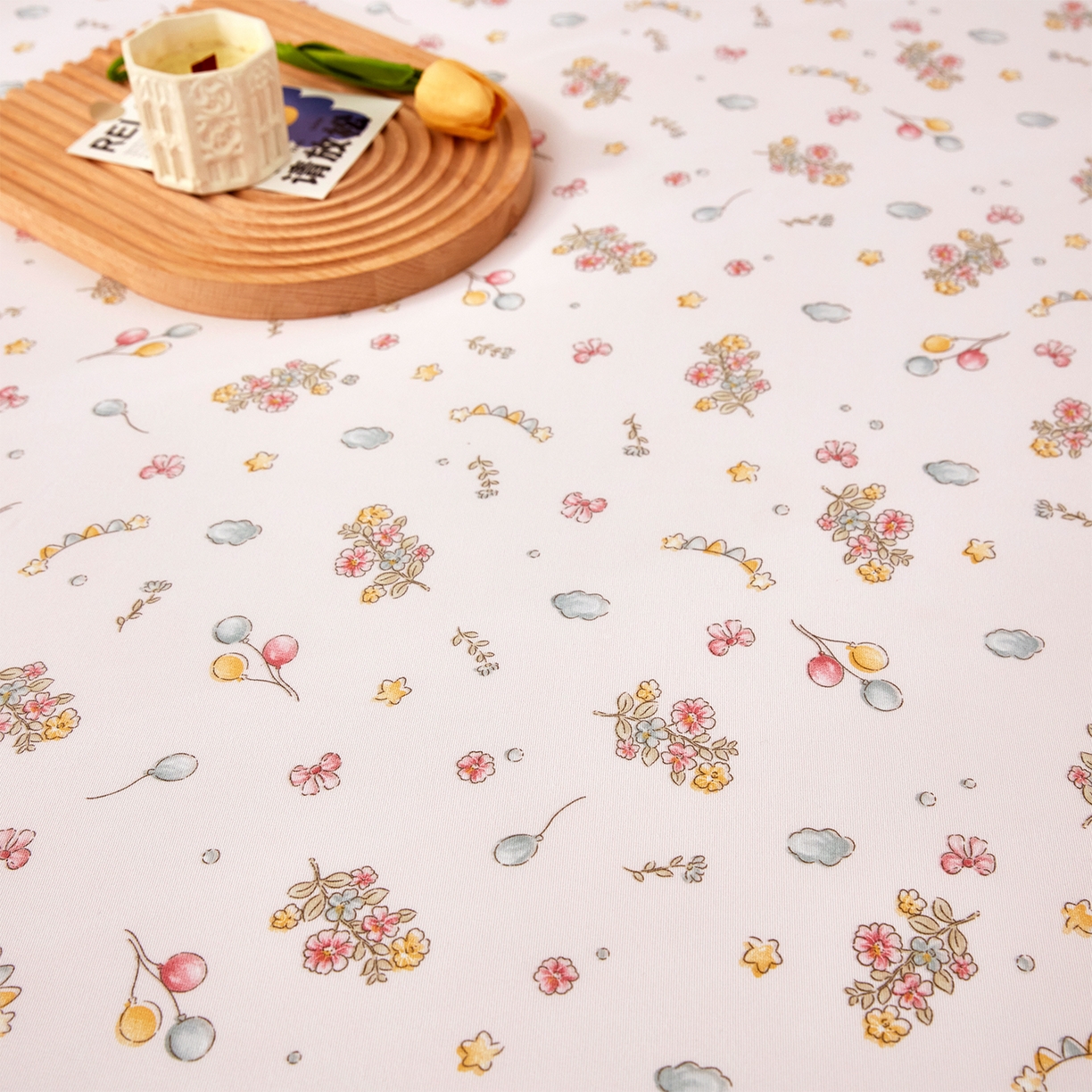 91家纺网 家纺一手货源 找家纺 乐居家纺 2025新款针织棉双层纱单件床笠 落花