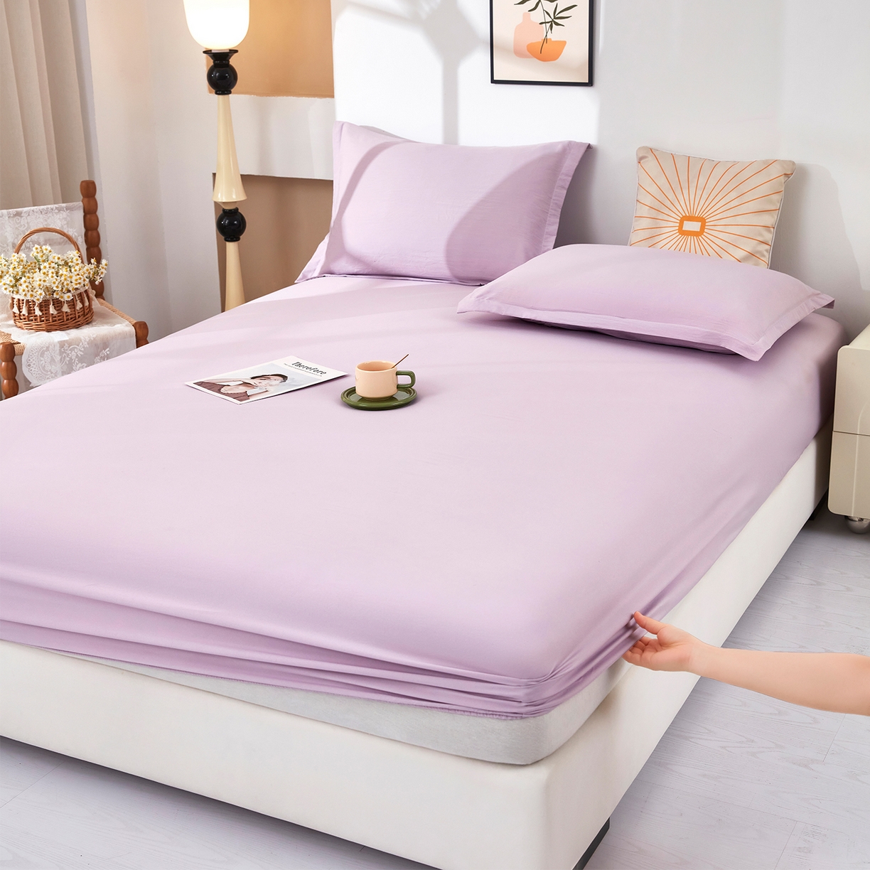 91家纺网 家纺一手货源 找家纺 （总）乐居家纺 2025新款针织棉双层纱单件床笠