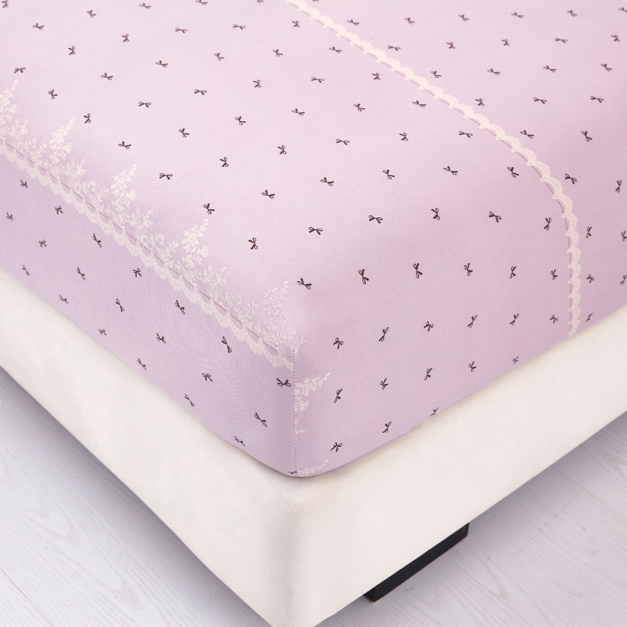 91家纺网 家纺一手货源 找家纺 乐居家纺 2025新款针织棉双层纱单件床笠 紫韵蝴蝶